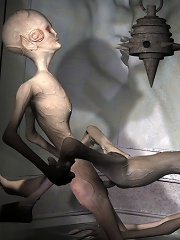Hot Lesbian gets assdrilled by 3D Goblin and cums