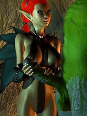 He is embracing that World of Warcraft porn 3D bitch from behind and she is all flickering
