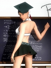 3D Bitch gets bombed by dick and takes creamy cum